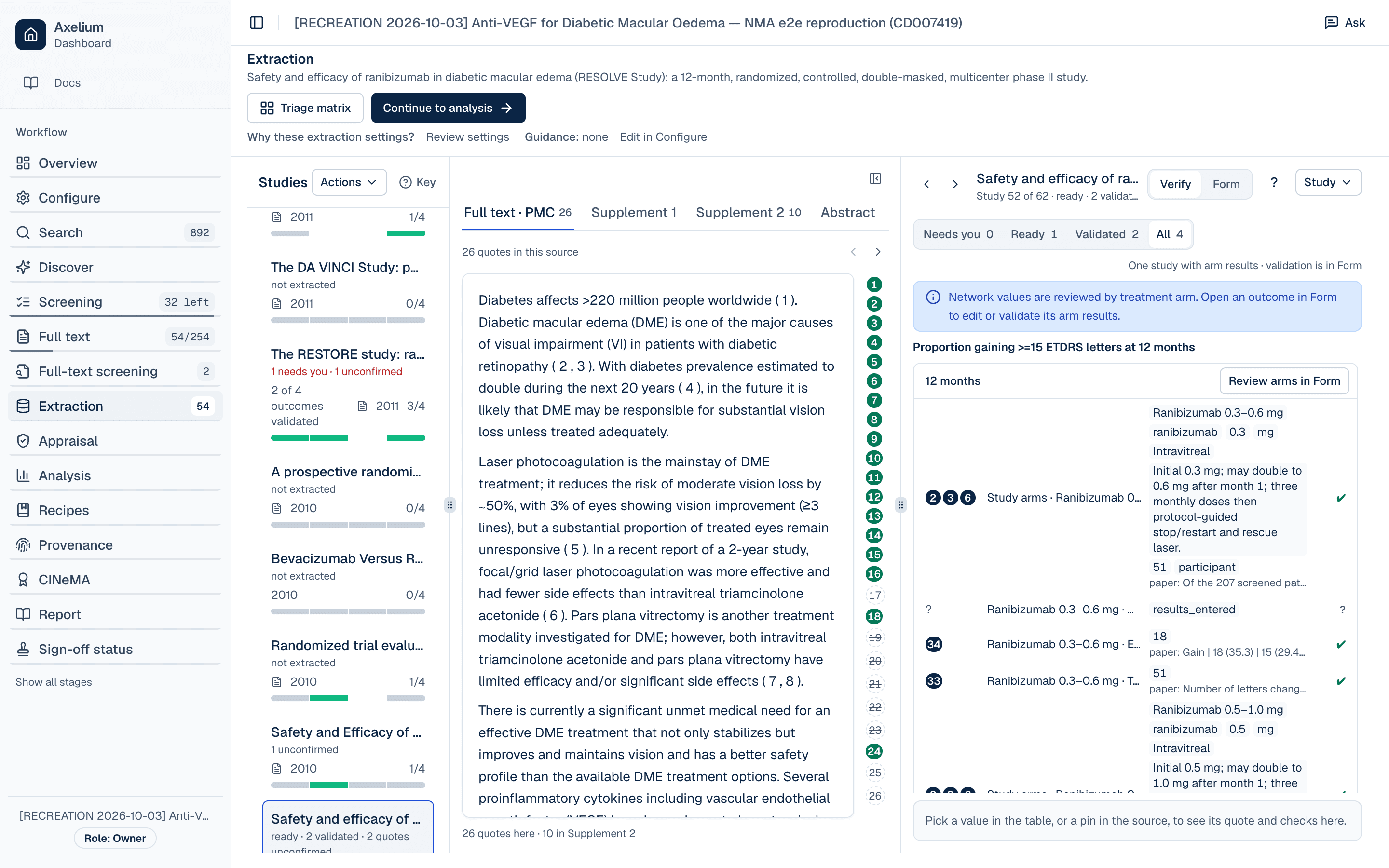 RESOLVE in Verify mode showing its outcomes and review state