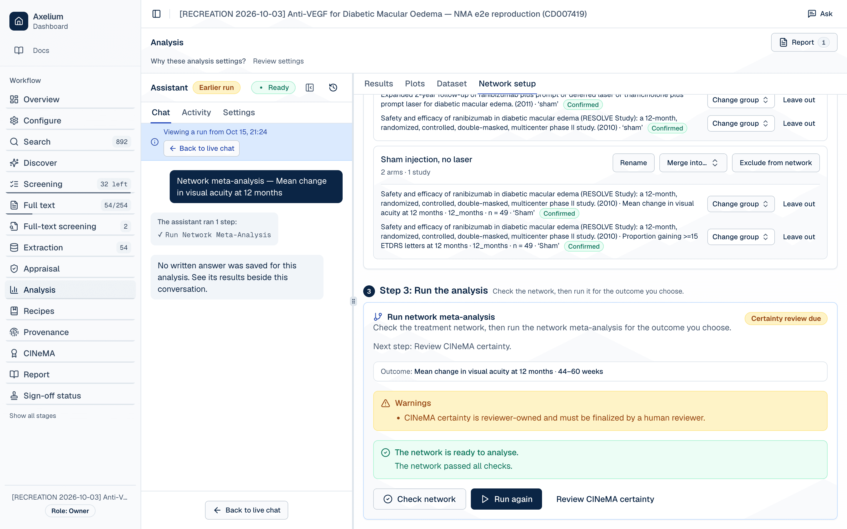 Check network reporting that the network passed all checks